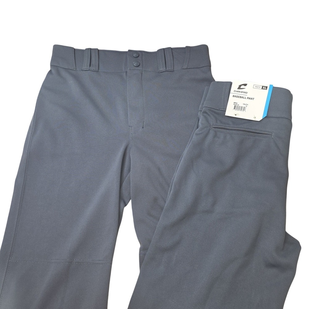 Champro Baseball Pants Youth XL Lot of‎ 2 Gray Graphite Ankle Stretch Snap Fly